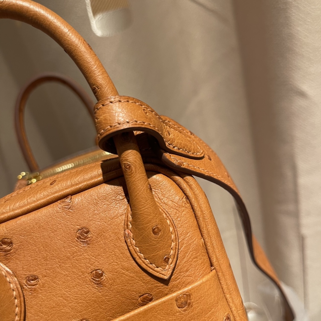 에르메스 미니 린디백 골드브라운 금장 타조가죽